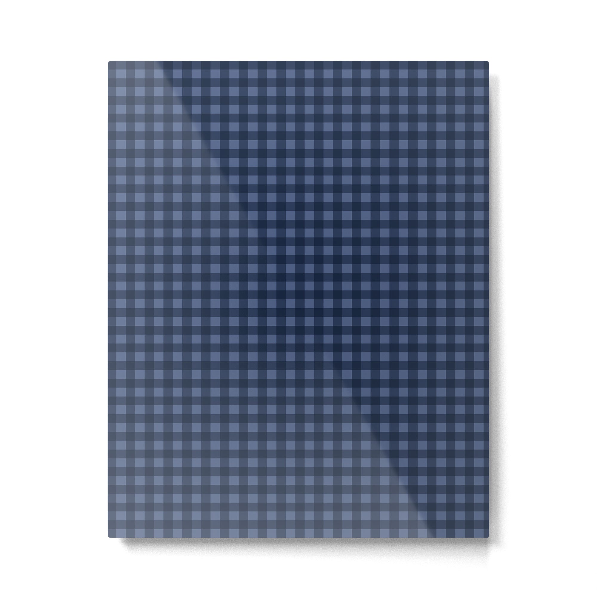 Gingham Plaid Pattern - Navy Blue Metal Print Gallery Image 6
