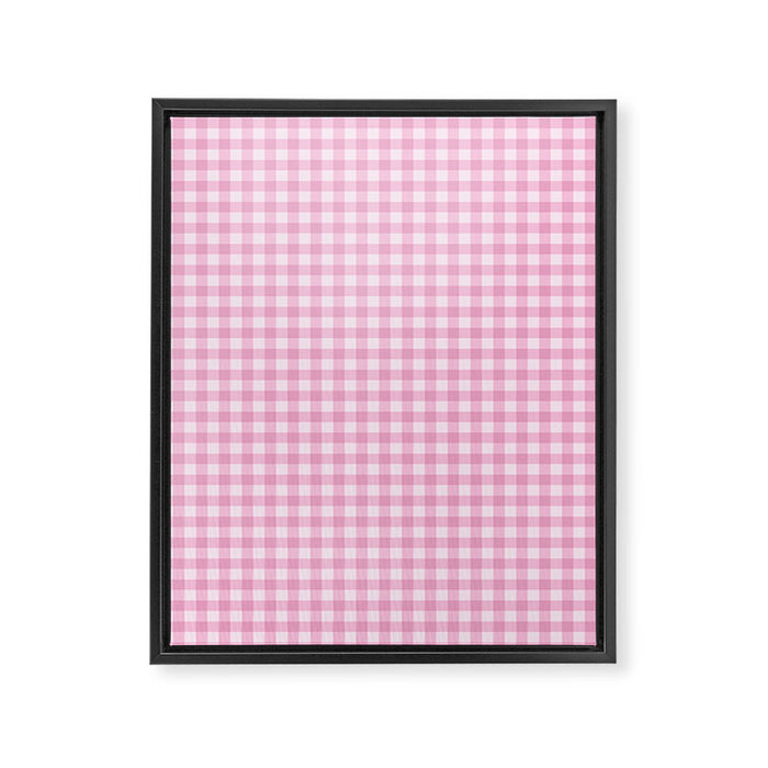 Gingham Plaid Pattern - Pastel Pink Framed Canvas Print Gallery Image 1