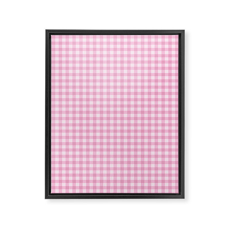 Gingham Plaid Pattern - Pastel Pink Framed Canvas Print Gallery Image 8