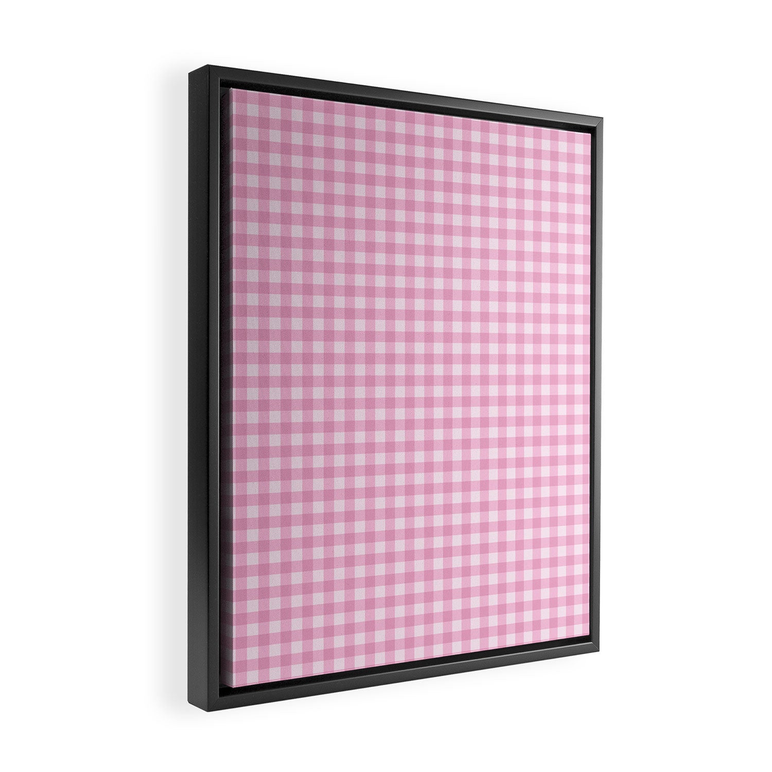 Gingham Plaid Pattern - Pastel Pink Framed Canvas Print Gallery Image 2