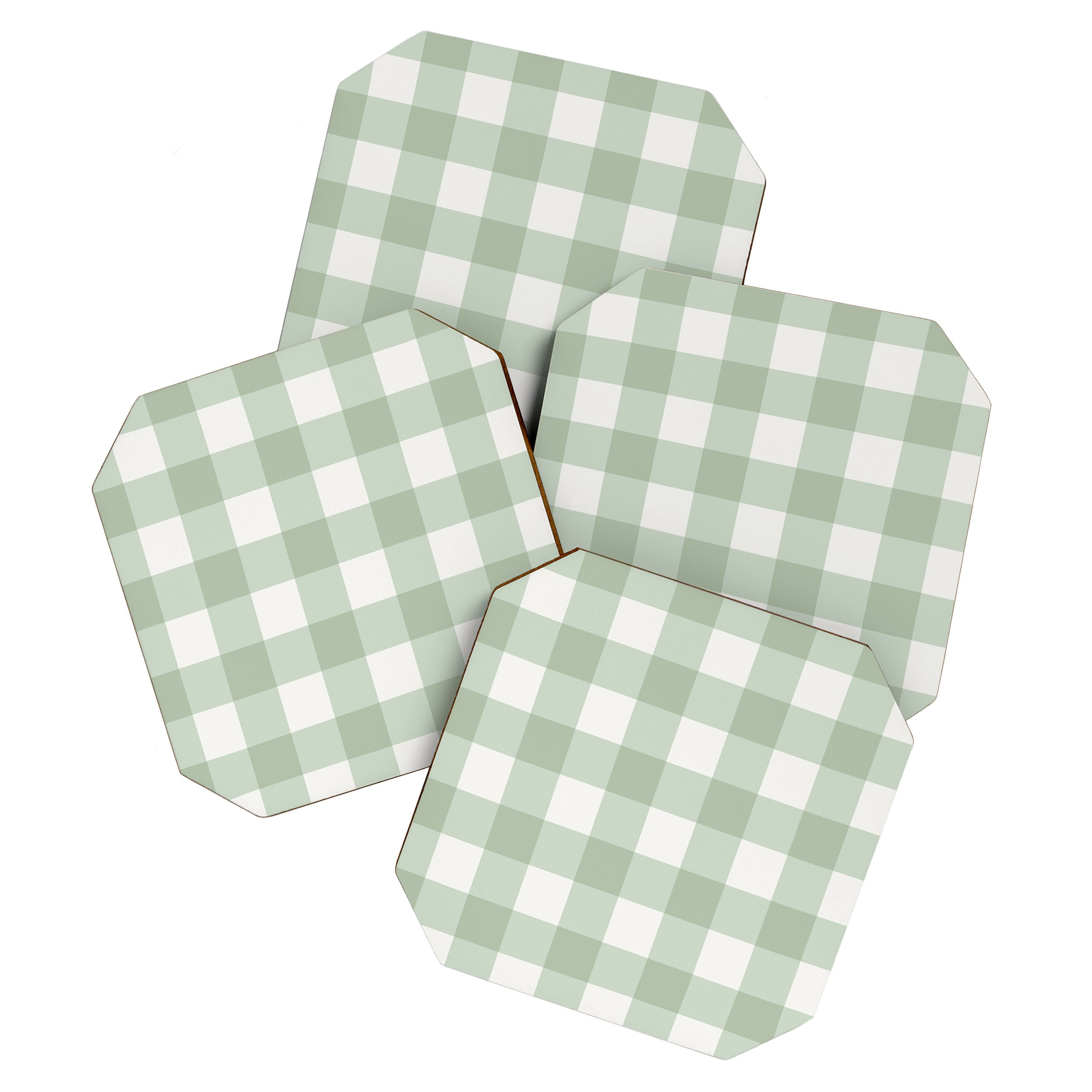 Gingham Plaid Pattern - Sage Green Coaster Gallery Image 1
