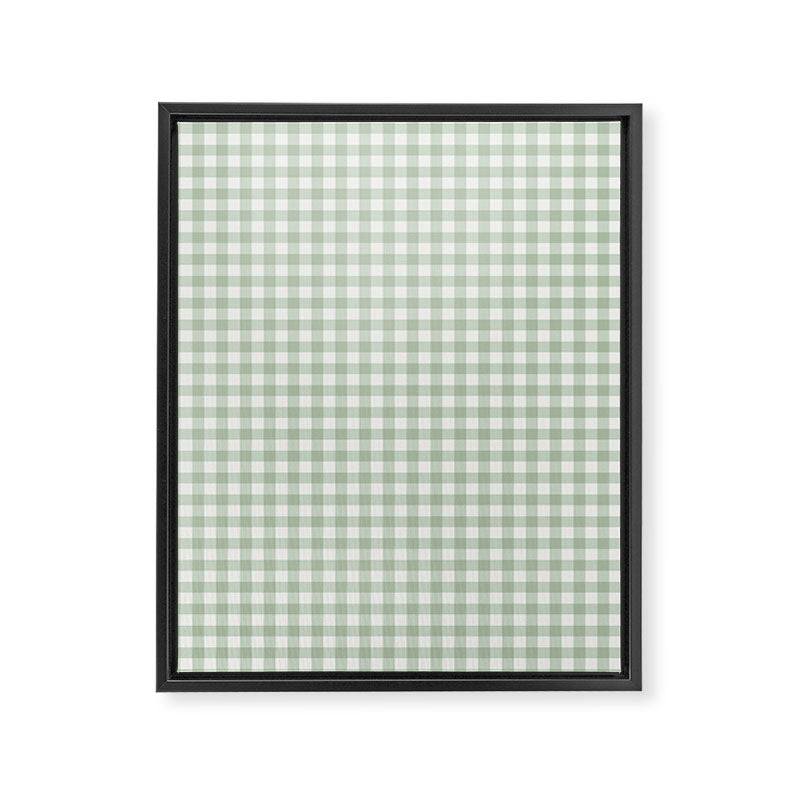 Gingham Plaid Pattern - Sage Green Framed Canvas Print Gallery Image 8