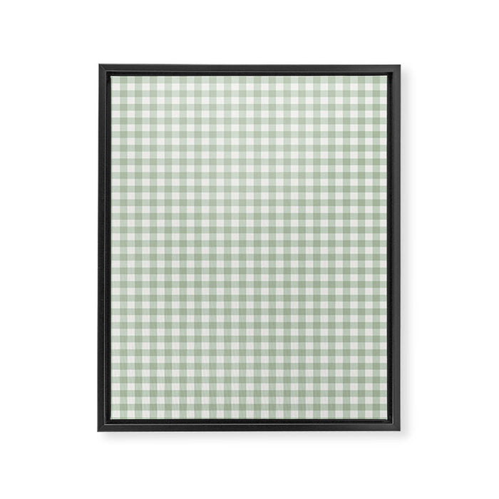 Gingham Plaid Pattern - Sage Green Framed Canvas Print Gallery Image 1