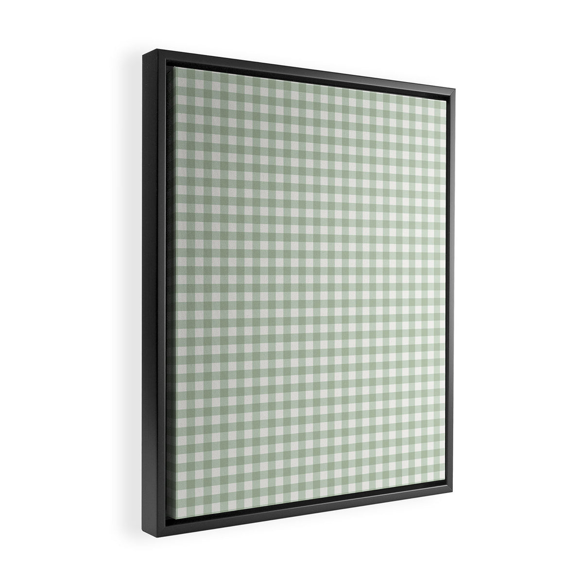 Gingham Plaid Pattern - Sage Green Framed Canvas Print Gallery Image 2
