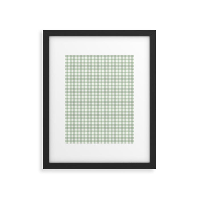 Gingham Plaid Pattern - Sage Green Framed Art Print Gallery Image 1