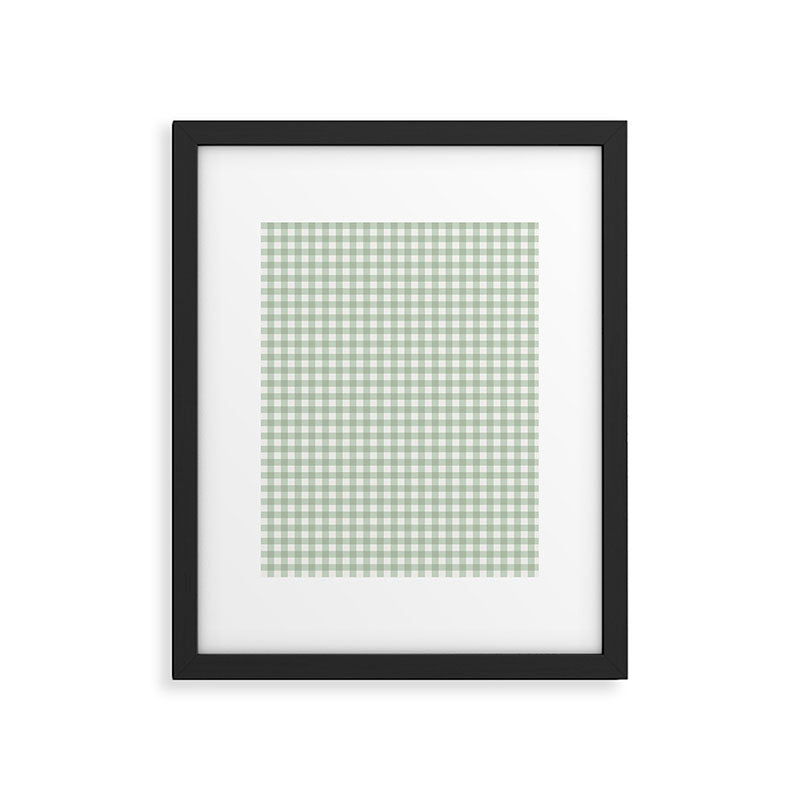 Gingham Plaid Pattern - Sage Green Framed Art Print Gallery Image 6
