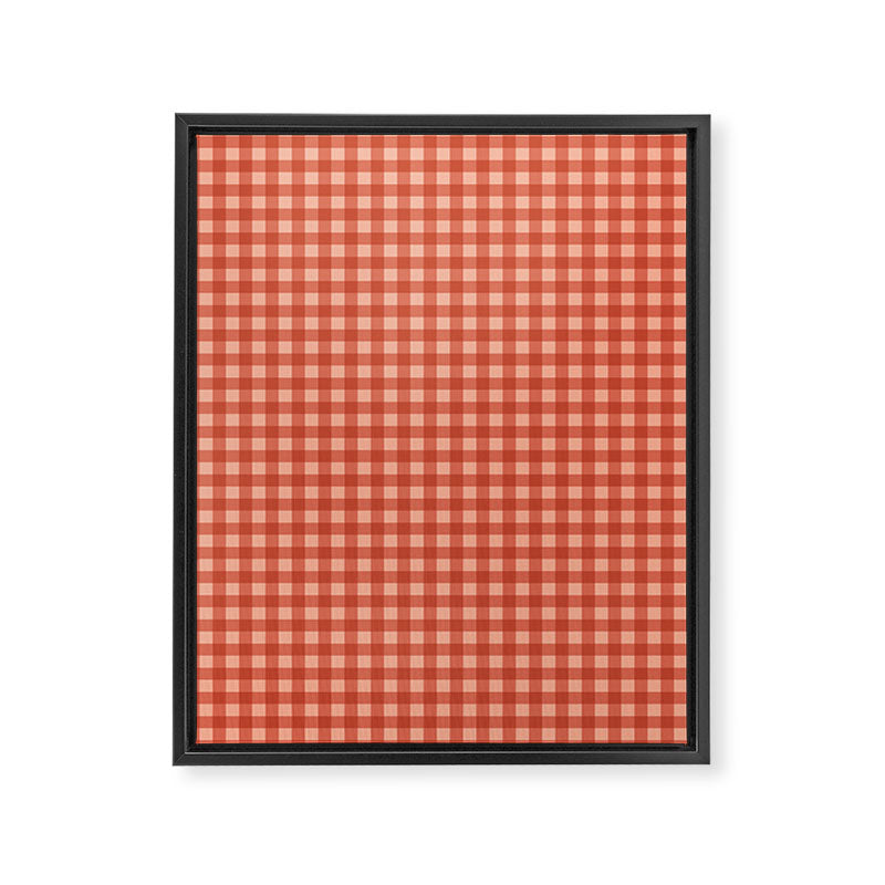 Gingham Plaid Pattern - Strawberry Red Framed Canvas Print Gallery Image 8