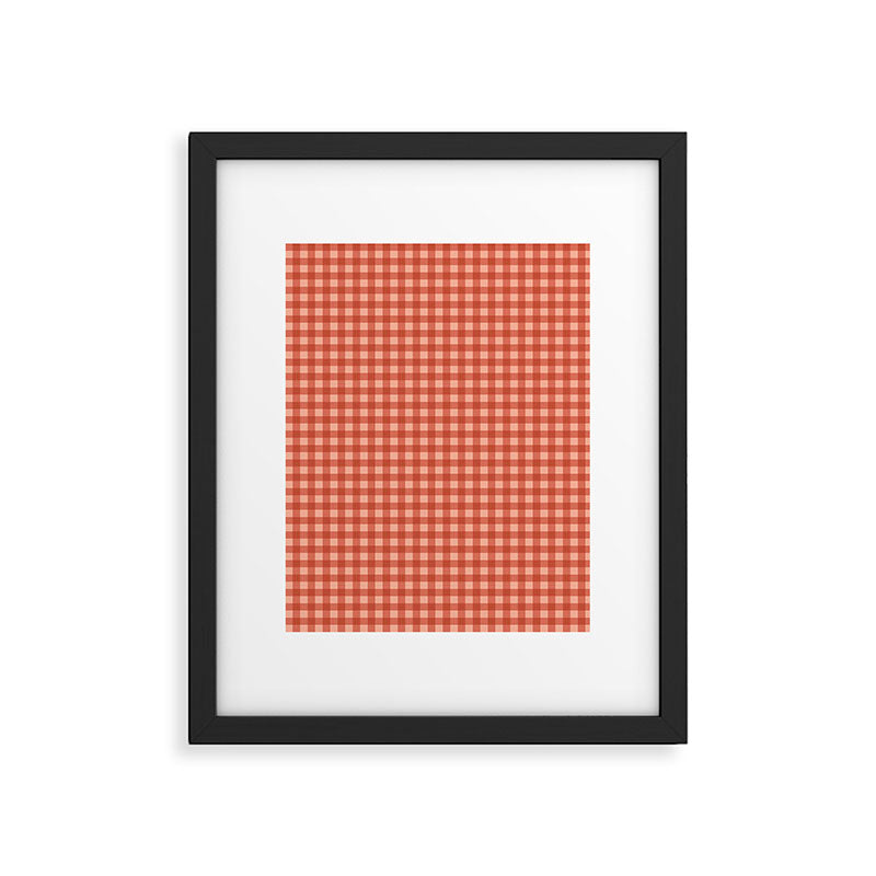 Gingham Plaid Pattern - Strawberry Red Framed Art Print Gallery Image 4