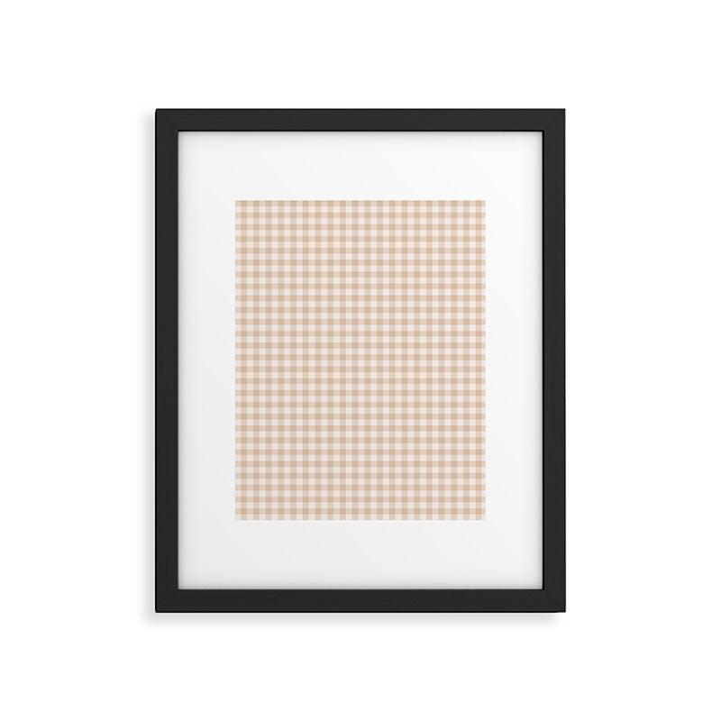 Gingham Plaid Pattern - Warm Neutral Tan Framed Art Print Gallery Image 6