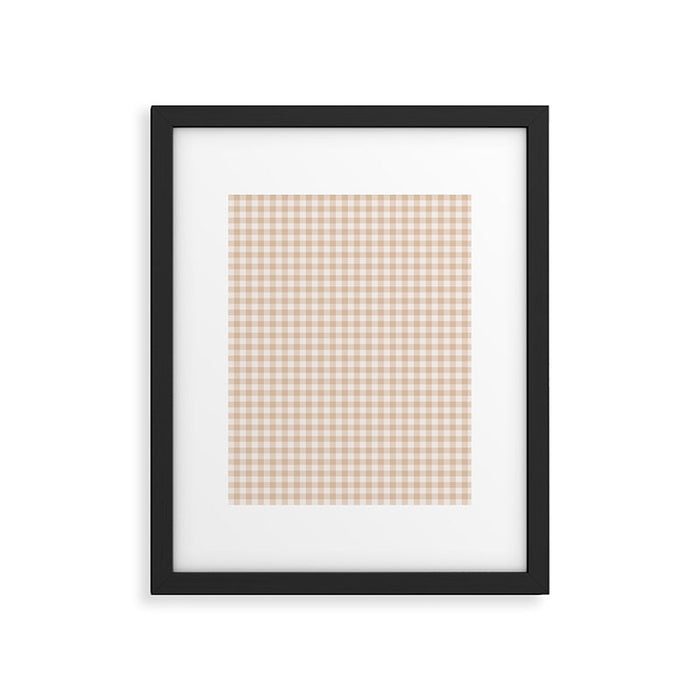 Gingham Plaid Pattern - Warm Neutral Tan Framed Art Print Gallery Image 1