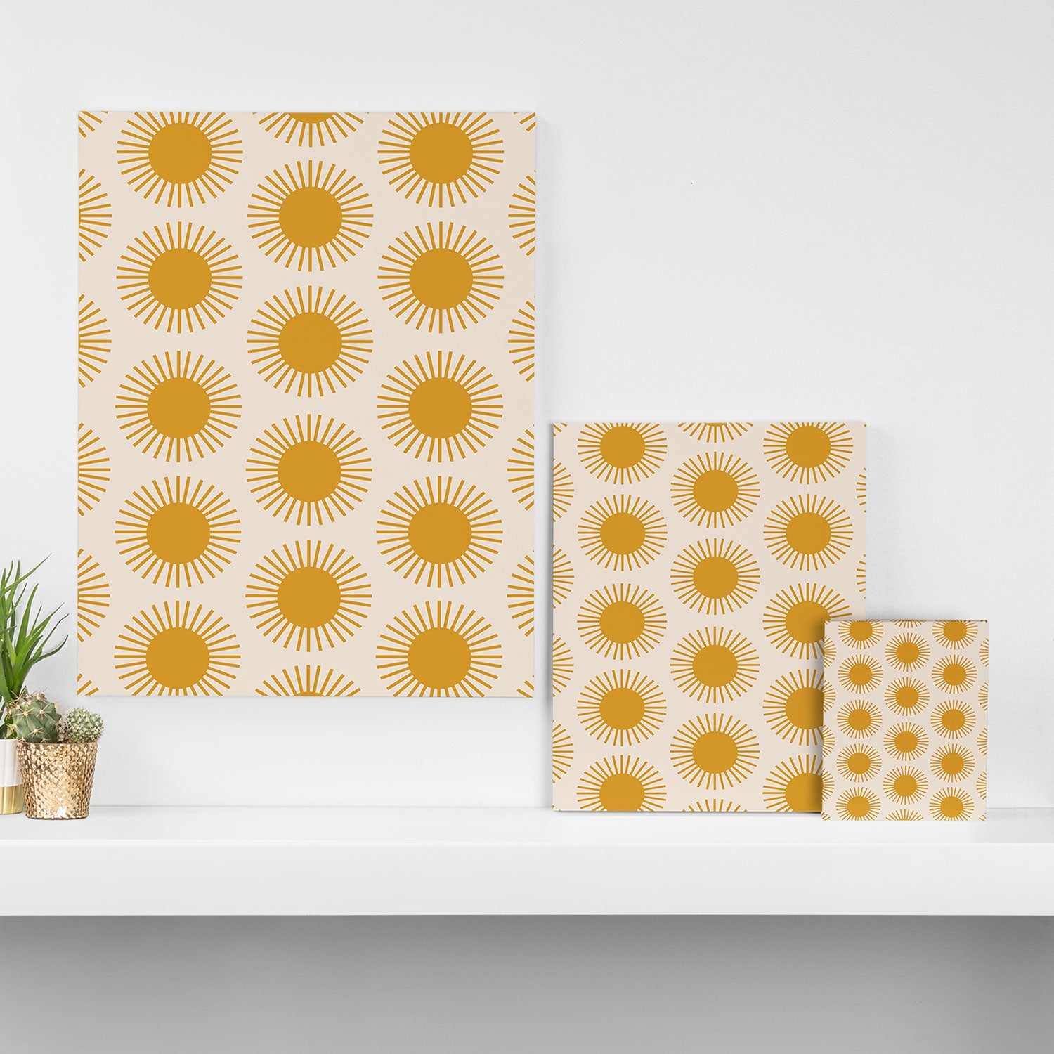 Boho Summer Sun Pattern I Golden Canvas Print Gallery Image 3
