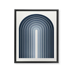 Gradient Arch II Natural Blue Mid Century Modern Rainbow Framed Canvas Print Gallery Image 6