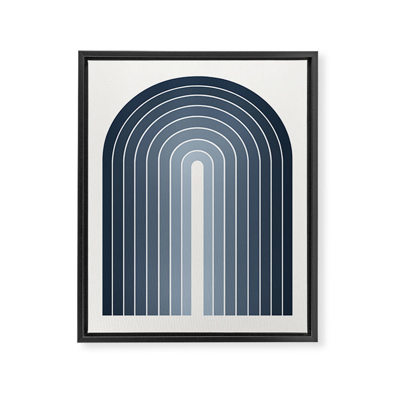 Gradient Arch II Natural Blue Mid Century Modern Rainbow Framed Canvas Print Gallery Image 6