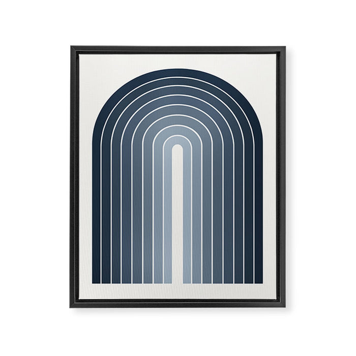 Gradient Arch II Natural Blue Mid Century Modern Rainbow Framed Canvas Print Gallery Image 1