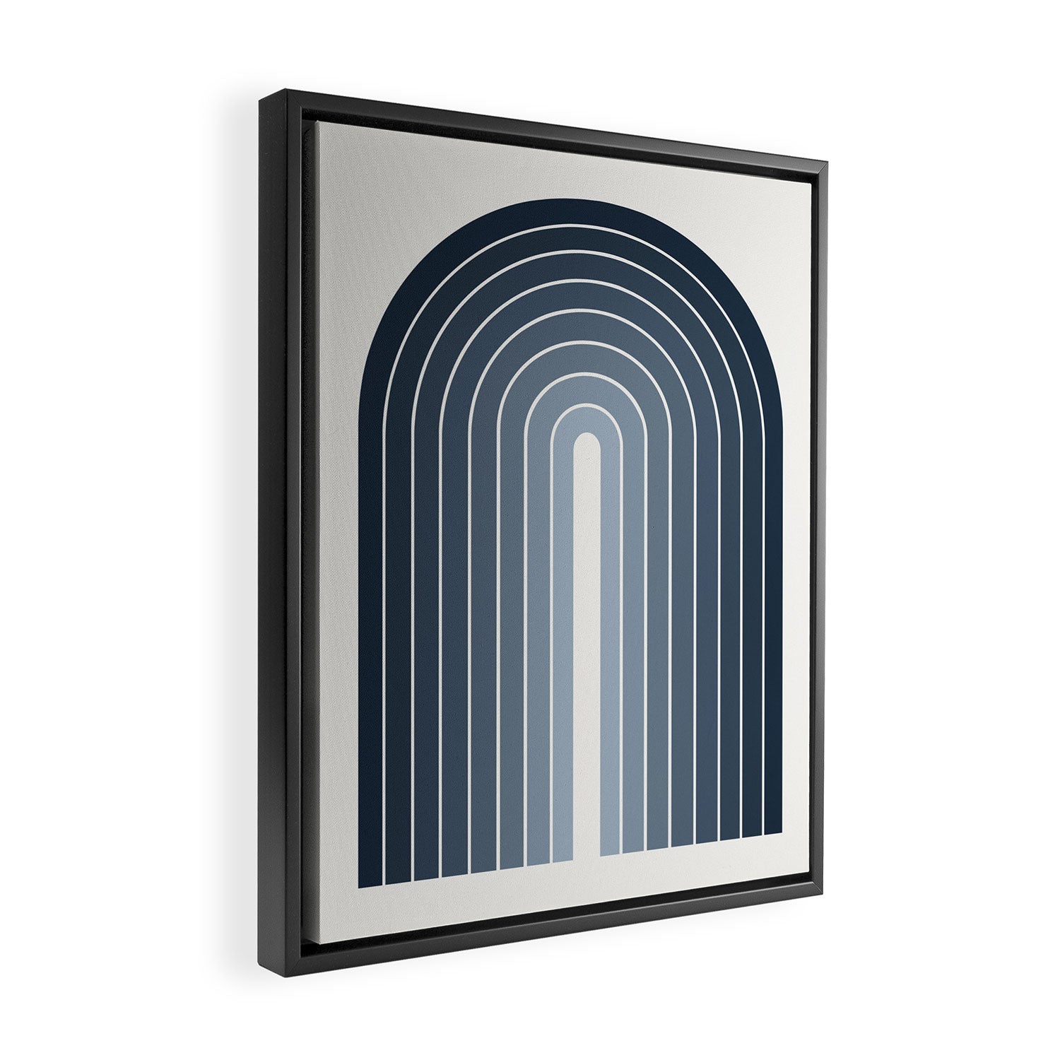 Gradient Arch II Natural Blue Mid Century Modern Rainbow Framed Canvas Print Gallery Image 2