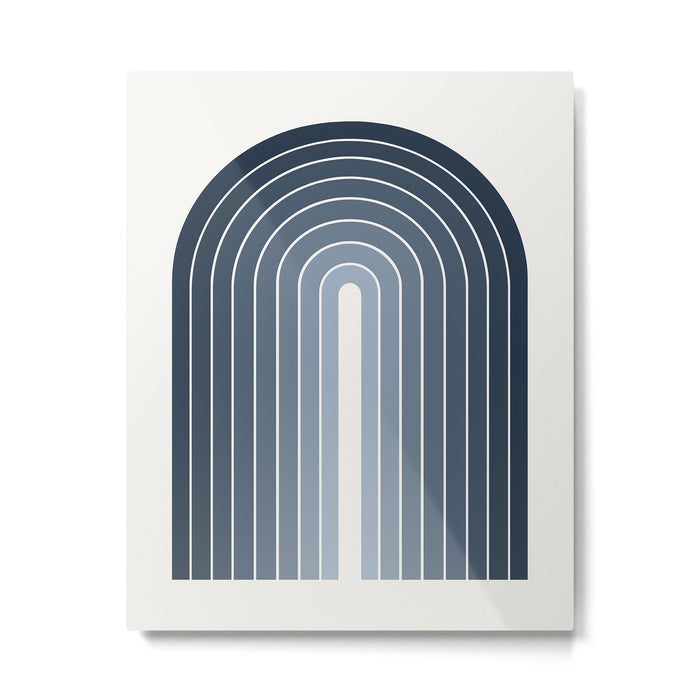 Gradient Arch II Natural Blue Mid Century Modern Rainbow Metal Print Gallery Image 1