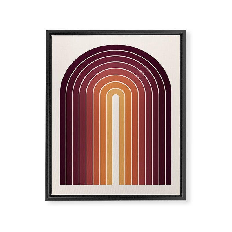 Gradient Arch III Warm Sunset Mid Century Modern Rainbow Framed Canvas Print Gallery Image 6