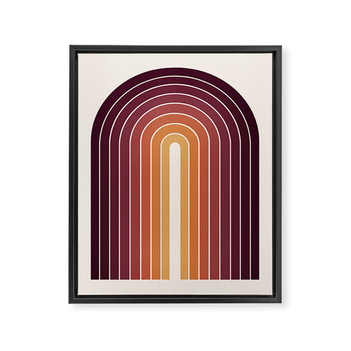 Gradient Arch III Warm Sunset Mid Century Modern Rainbow Framed Canvas Print Gallery Image 1