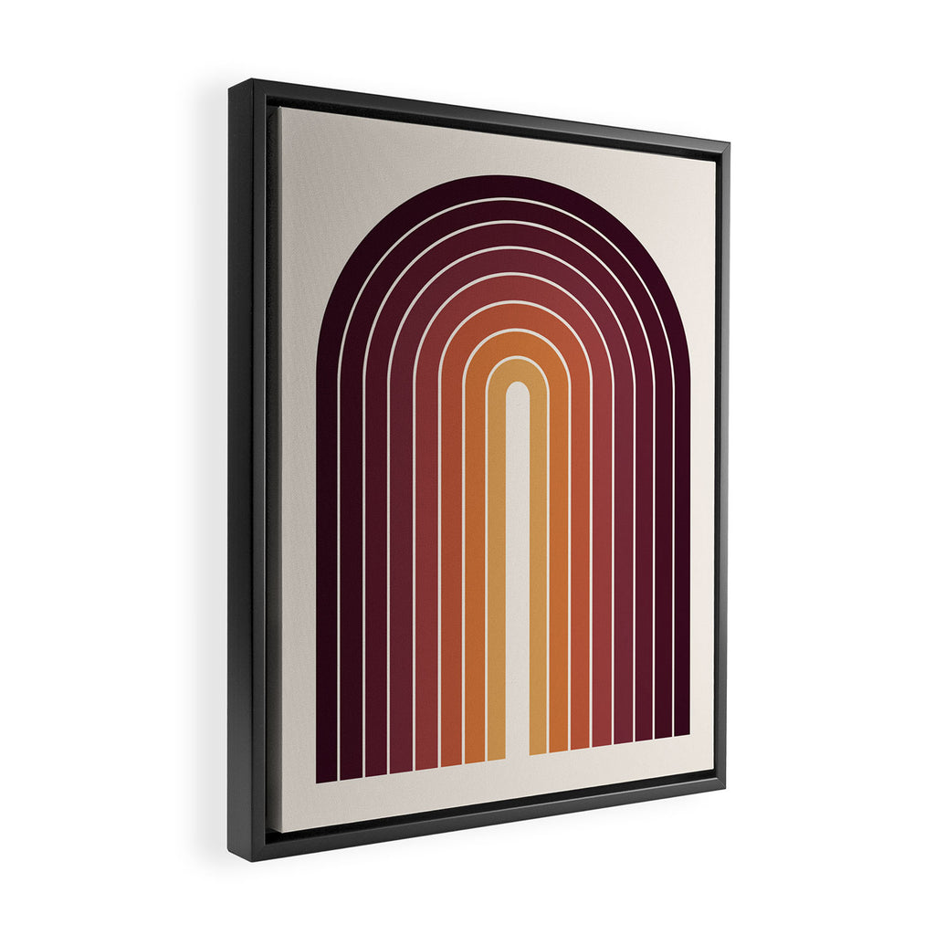Gradient Arch III Warm Sunset Mid Century Modern Rainbow Framed Canvas Print Gallery Image 2