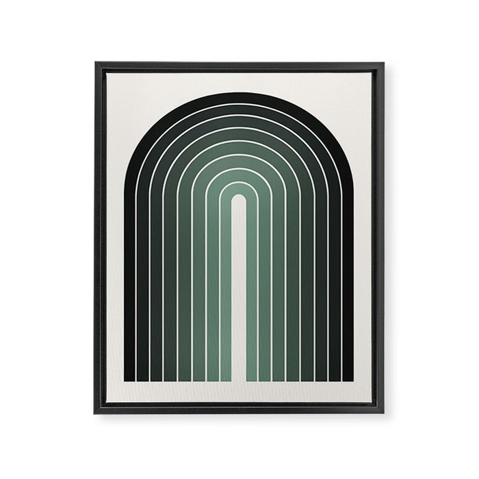 Gradient Arch IV Earthy Green Mid Century Modern Rainbow Framed Canvas Print Gallery Image 1