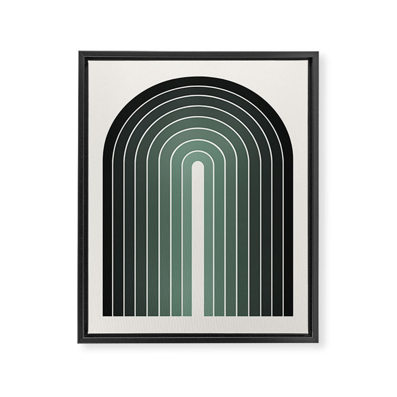 Gradient Arch IV Earthy Green Mid Century Modern Rainbow Framed Canvas Print Gallery Image 6
