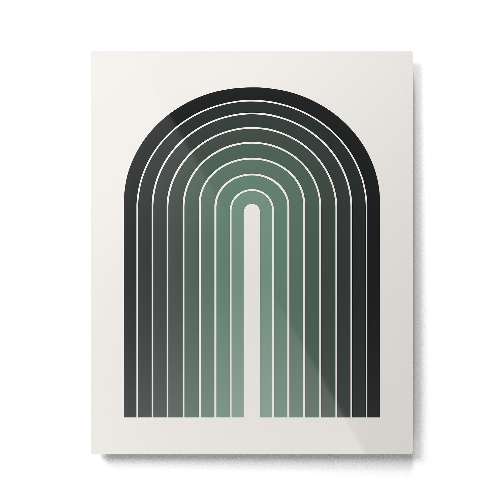 Gradient Arch IV Earthy Green Mid Century Modern Rainbow Metal Print Gallery Image 4