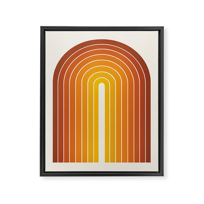 Gradient Arch IX Retro Orange Mid Century Modern Rainbow Framed Canvas Print Gallery Image 1