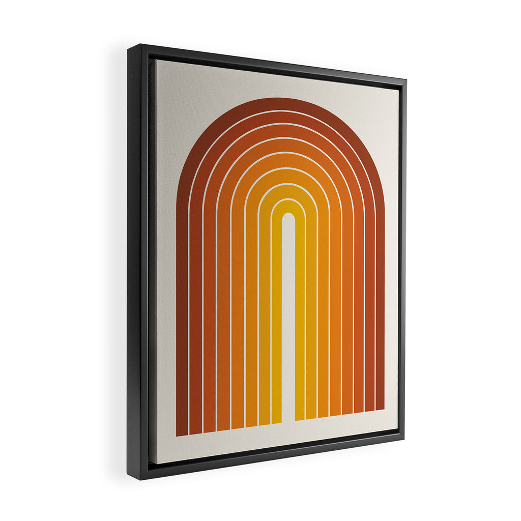 Gradient Arch IX Retro Orange Mid Century Modern Rainbow Framed Canvas Print Gallery Image 2