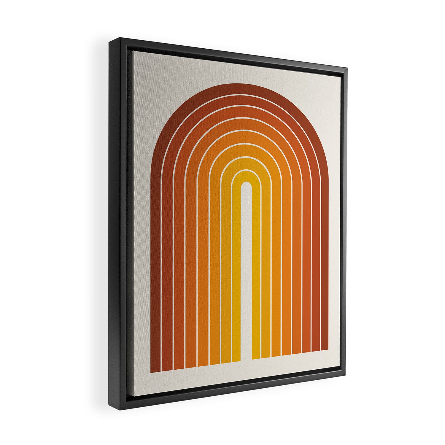 Gradient Arch IX Retro Orange Mid Century Modern Rainbow Framed Canvas Print Gallery Image 2