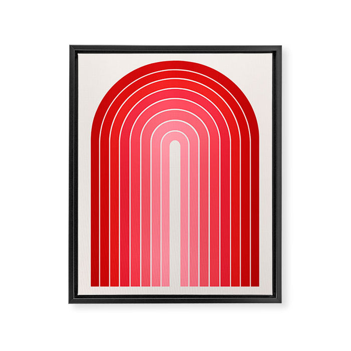Gradient Arch VI Pink and Red Mid Century Modern Rainbow Framed Canvas Print Gallery Image 1