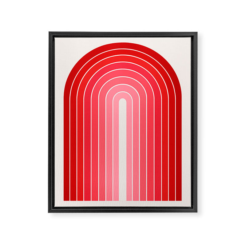 Gradient Arch VI Pink and Red Mid Century Modern Rainbow Framed Canvas Print Gallery Image 8