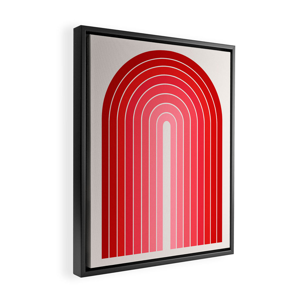 Gradient Arch VI Pink and Red Mid Century Modern Rainbow Framed Canvas Print Gallery Image 2