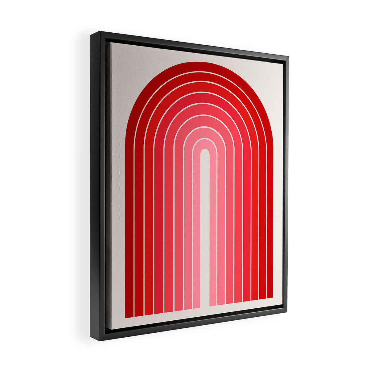 Gradient Arch VI Pink and Red Mid Century Modern Rainbow Framed Canvas Print Gallery Image 2