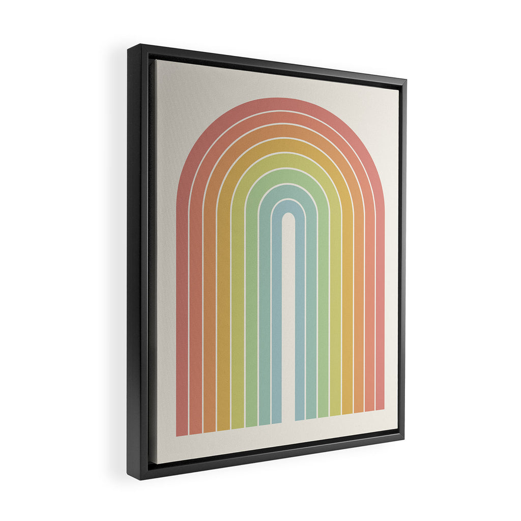 Gradient Arch V Mid Century Modern Rainbow Framed Canvas Print Gallery Image 2