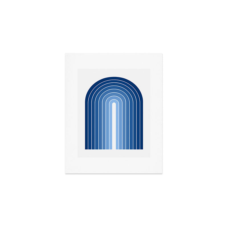 Gradient Arch VIII Bright Blue Mid Century Modern Rainbow Art Print Gallery Image 1