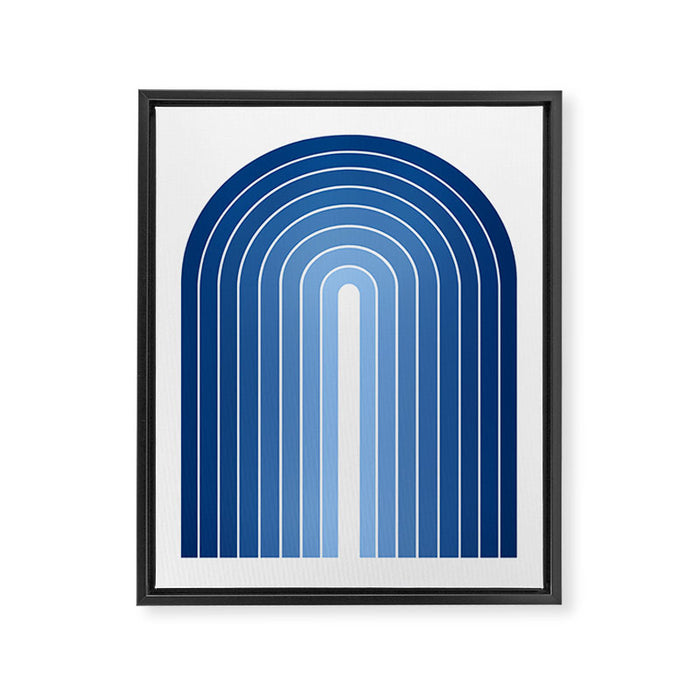 Gradient Arch VIII Bright Blue Mid Century Modern Rainbow Framed Canvas Print Gallery Image 1