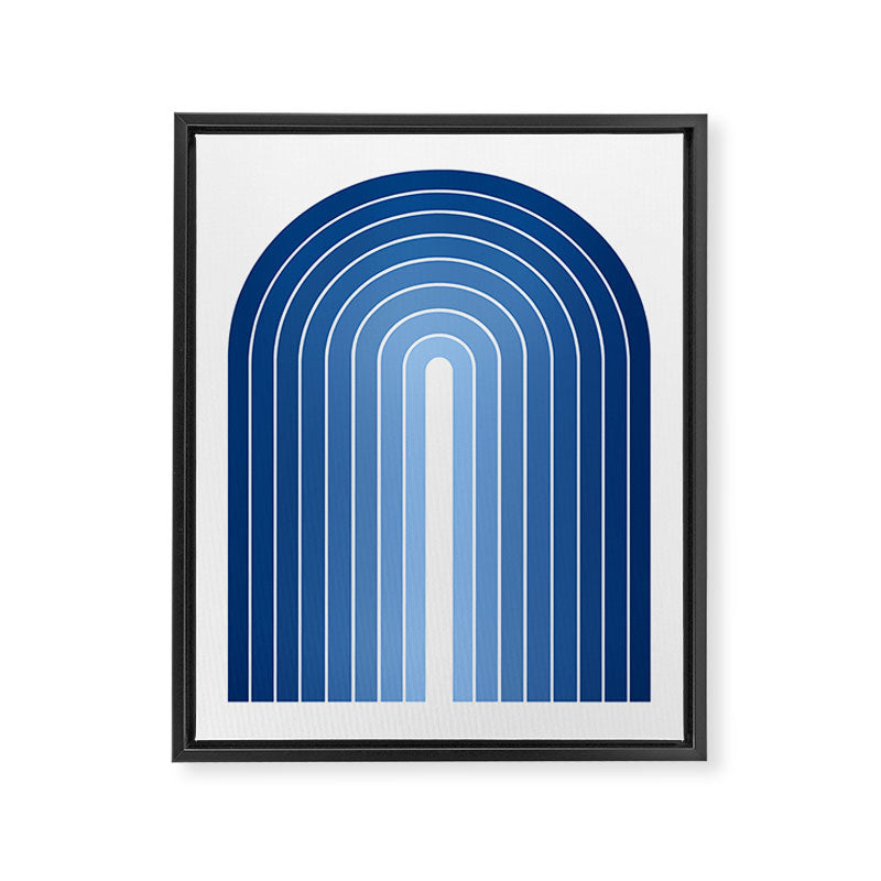 Gradient Arch VIII Bright Blue Mid Century Modern Rainbow Framed Canvas Print Gallery Image 6