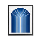 Gradient Arch VIII Bright Blue Mid Century Modern Rainbow Framed Canvas Print Gallery Image 6