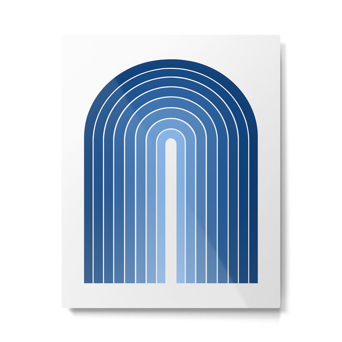 Gradient Arch VIII Bright Blue Mid Century Modern Rainbow Metal Print Gallery Image 1