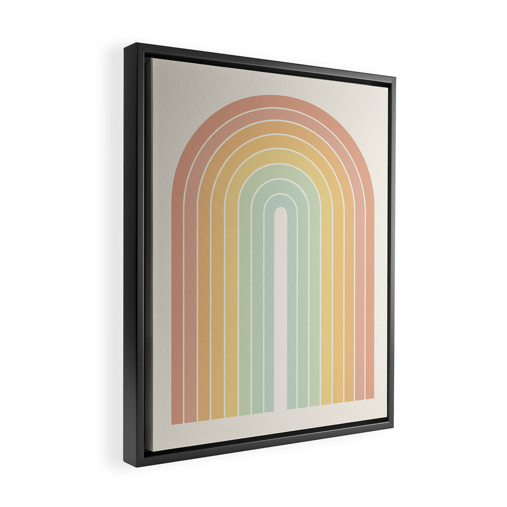 Gradient Arch XIV Pastel Mid Century Modern Rainbow Framed Canvas Print Gallery Image 2