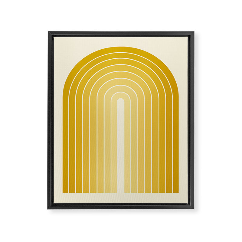 Gradient Arch XXV Gold Sunshine Mid Century Modern Rainbow Framed Canvas Print Gallery Image 6
