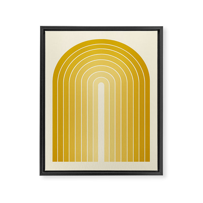 Gradient Arch XXV Gold Sunshine Mid Century Modern Rainbow Framed Canvas Print Gallery Image 1