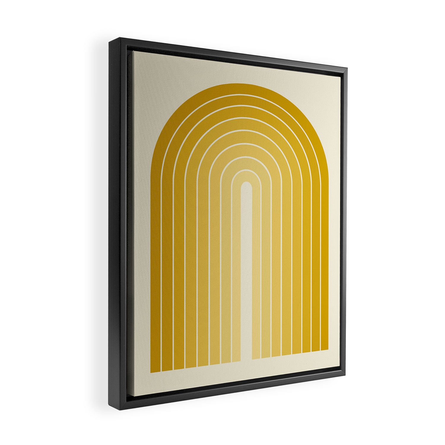 Gradient Arch XXV Gold Sunshine Mid Century Modern Rainbow Framed Canvas Print Gallery Image 2