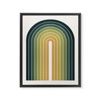 Gradient Arch XXVI Green Tones Mid Century Modern Rainbow Framed Canvas Print Gallery Image 6