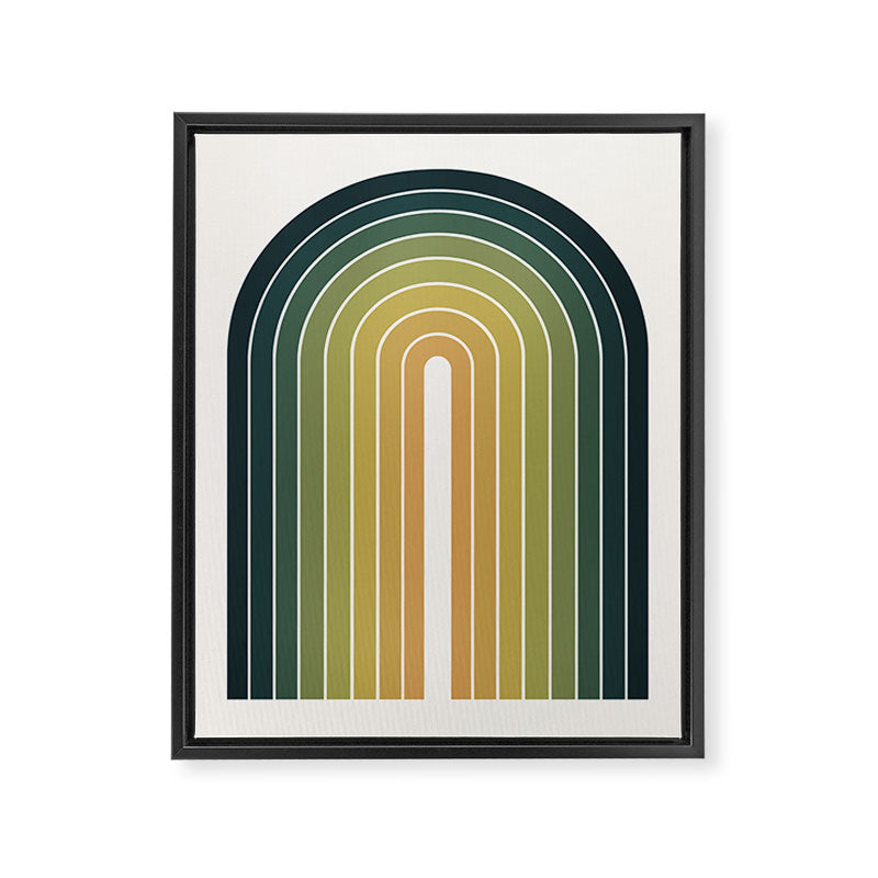 Gradient Arch XXVI Green Tones Mid Century Modern Rainbow Framed Canvas Print Gallery Image 6