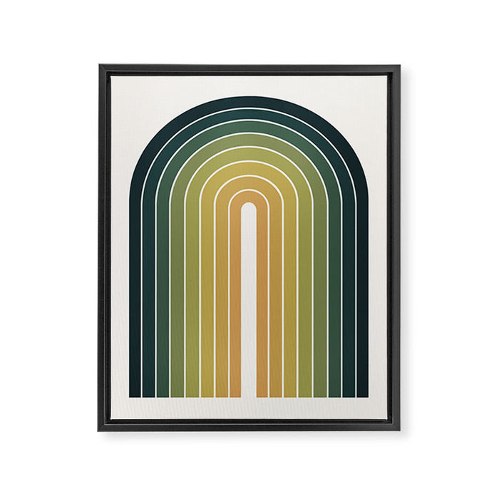 Gradient Arch XXVI Green Tones Mid Century Modern Rainbow Framed Canvas Print Gallery Image 1