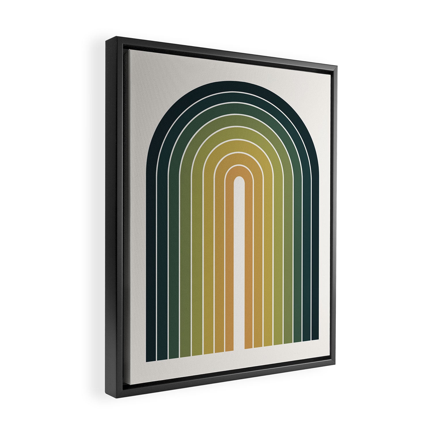Gradient Arch XXVI Green Tones Mid Century Modern Rainbow Framed Canvas Print Gallery Image 2