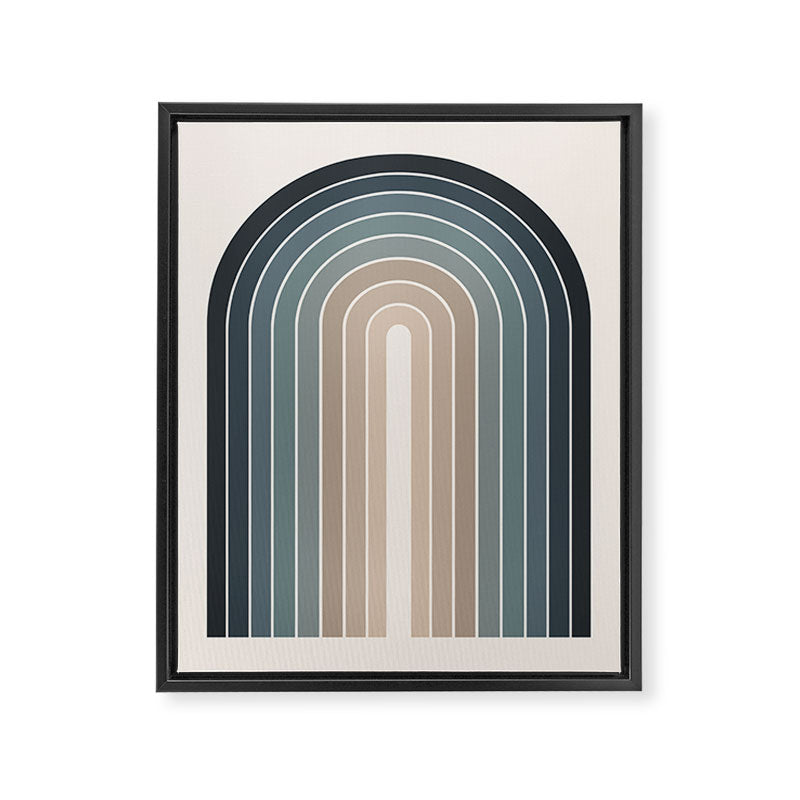 Gradient Arch XXVIII Earthy Blue Mid Century Modern Rainbow Framed Canvas Print Gallery Image 6