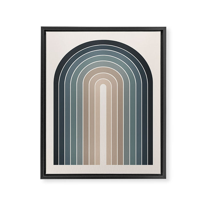 Gradient Arch XXVIII Earthy Blue Mid Century Modern Rainbow Framed Canvas Print Gallery Image 1