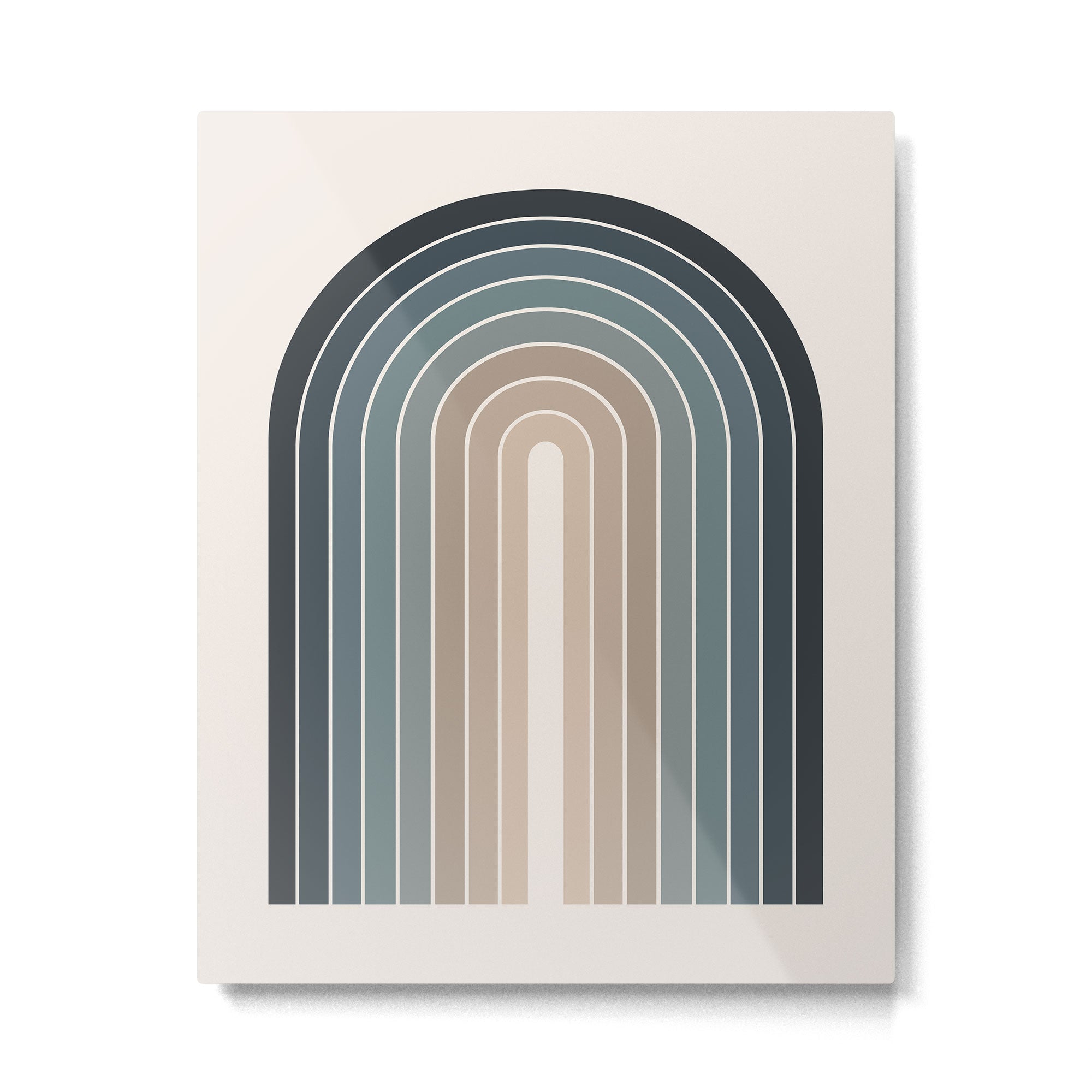Gradient Arch XXVIII Earthy Blue Mid Century Modern Rainbow Metal Print Gallery Image 4